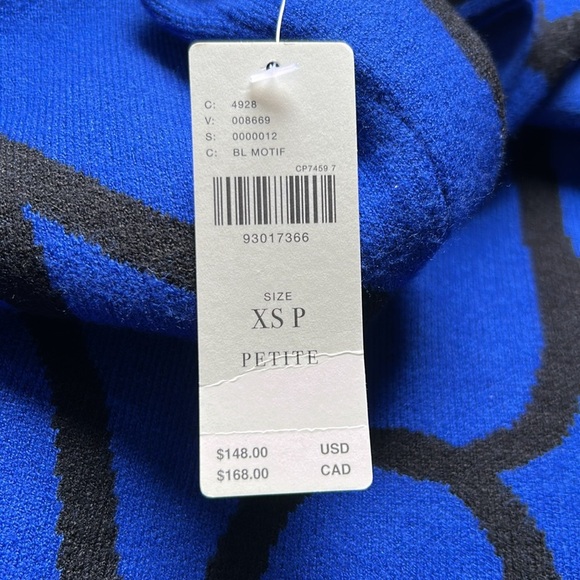 Anthropologie The Nina Short Sleeve Mock Neck Mod Mini Dress Blue Black XSP NEW - Picture 9 of 14